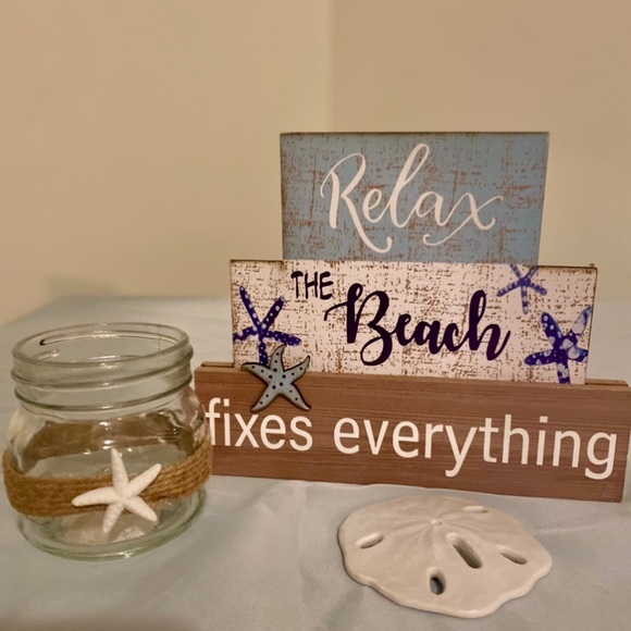 Other Set Of 3 Beach Home Decor Set Relax The Beach Fixes Everything Poshmark